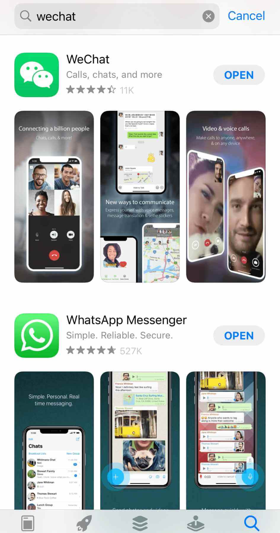 WeChat in app store